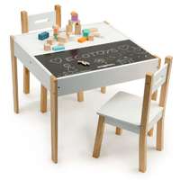 Ecotoys Ecotoys többfunkciós fa gyermek Asztal krétatáblával + székek #fehér