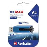 Verbatim VERBATIM Pendrive, 64GB, USB 3.2, 175/80 MB/s, VERBATIM "V3 MAX", kék-fekete