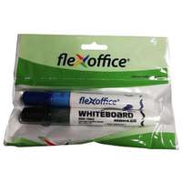 FlexOffice FLEXOFFICE Táblamarker, 2,5 mm, kúpos, 2 db/bliszter, FLEXOFFICE "WB02", kék,fekete