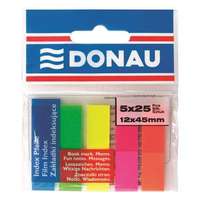 Donau DONAU Jelölőcímke, műanyag, 5x25 lap, 12x45 mm, DONAU, neon szín