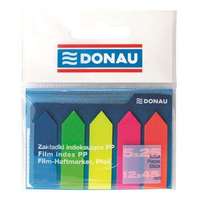 Donau DONAU Jelölőcímke, műanyag, nyíl forma, 5x25 lap, 12x45 mm, DONAU, neon szín