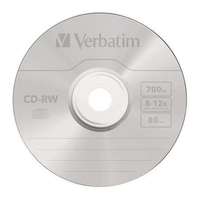 Verbatim VERBATIM CD-RW lemez, újraírható, SERL, 700MB, 8-12x, 1 db, normál tok, VERBATIM