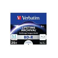 Verbatim VERBATIM BD-R BluRay lemez, archiváló, nyomtatható, M-DISC, 25GB, 4x, 1 db, normál tok, VERBATIM