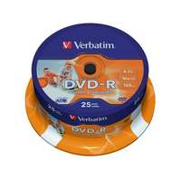 Verbatim VERBATIM DVD-R lemez, nyomtatható, matt, ID, 4,7GB, 16x, 25 db, hengeren, VERBATIM