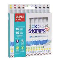 APLI APLI Filctoll készlet, nyomda, APLI Kids "Markers Duo Stamps", 10 különböző szín és minta