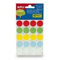 APLI APLI Etikett, 19 mm kör, kézzel írható, színes, APLI, vegyes színek, 100 etikett/csomag