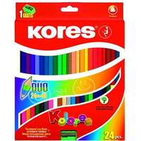 Kores KORES Színes ceruza készlet, kétvégű, háromszögletű, KORES "Duo", 48 különböző szín