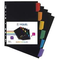 Viquel VIQUEL Regiszter, műanyag, A4 Maxi, 6 részes, VIQUEL "Rainbow Class", fekete