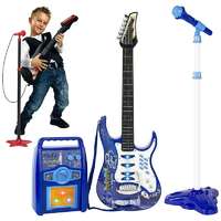  Rock&#039;n&#039;Roll Gitár Mikrofon+Állvány Erősítő Készlet Kék