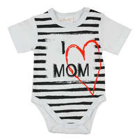  "I LOVE MY MOM" feliratos rövid ujjú baba body fehér - 92-es méret