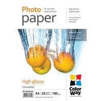 ColorWay Colorway fotópapír, magasfényű (high glossy), 180 g/m2, a4, 20 lap PG180020A4