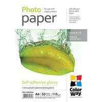ColorWay Colorway fotópapír, fényes öntapadó (glossy self-adhesive), 115 - 80g/m2, a4, 50 lap PGS1158050A4