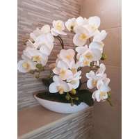  Orchidea Művirág 4 szálas kaspóban -fehér színű