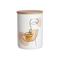 QUEEN IT QUEEN IT tárolódoboz bambusz fedéllel, Line Art 450ml