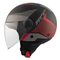 MT Helmets MT 0F501 Street Poke B5 Rojo nyitott bukósisak fekete-szürke-piros