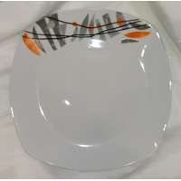 Homefavour szögletes narancs - szürke lapos tányér, porcelán, 24,8x24,8 cm, 1 db