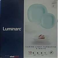 LUMINARC Luminarc Carine Light Turquoise&White; ( világos türkiz-fehér) 19 részes étkészlet