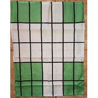  Pamut konyharuha, zöld-fehér, fekete keretes téglalap, 45x60 cm, 1 db