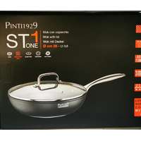 Pintinox Pintinox ST1 wok kőhatású bevonattal+üveg fedő, 28 cm