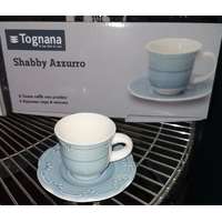 Tognana Tognana Shabby Azzurro, 6 személyes kerámia mokkás készlet, 9 cl, kék