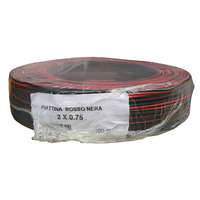 HONNOR SECURITY Kábel, (mm2) lapos, piros-fekete PVC köpeny, sodrott erek, olasz egyenáramú táp, 2x0,75 mm2 névleges keresztmetszet