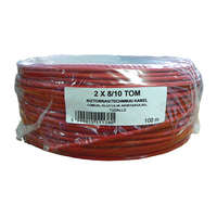 HONNOR SECURITY Kábel, 2 eres tűzjelző, 0,8 mm névleges átmérőjű tömör réz erek, piros PVC köpeny, tömör erek, aluminíumfólia árnyékolás, olasz tűzjelző kábel