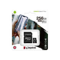 KINGSTON Memóriakártya, microsd, 256GB Canvas Select Plus memória kártya adapterrel