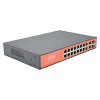 WI-TEK POE Switch 16GE + 2Combo SFP Full Giga 802.3af / at PoE kapcsoló 16 portos PoE-vel