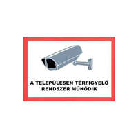 SOLLEYSEC Figyelmeztető tábla,"A TELEPÜLÉSEN TÉRFIGYELŐ RENDSZER MŰKÖDIK" feliratú és kameraházat ábrázoló képpel, 3 mm-es műanyag