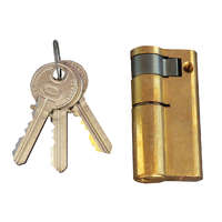 CORBIN Cilinder zárbetét 50mm félcil, bronz rugók, DIN szabv., 5 csapos kulcs, fényes sárgaréz szín