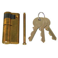 CORBIN Cilinder zárbetét 55mm félcil, bronz rugók, DIN szabv., 5 csapos kulcs, fényes sárgaréz szín