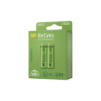 GP ReCyko tölthető elem, AA, Ni-Mh , átmérője 14,5mm, magassága 50,5mm, feszültsége 1,2V, kapacitása 1300mAh.