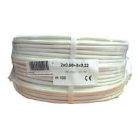 HONNOR SECURITY Biztonságtechnikai kábel, 2+8 eres , 2x0,5 mm2 és 8x0,22 mm2 névleges keresztmetszetű sodrott réz erek, alumíniumfólia árnyékolás, fehér PVC köpeny