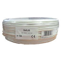 HONNOR SECURITY Biztonságtechnikai kábel, 8 eres, 8x0,22 mm2 névleges keresztmetszetű sodrott réz erek, alumíniumfólia árnyékolás, fehér PVC köpeny