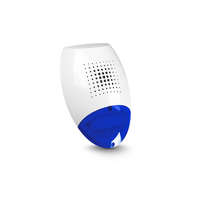 SATEL Sziréna, kültéri piezo hang- fényjelző, kék színű 12V 5W-os izzóval, fehér színű, tojásdad kétszeresen szabotázsvédett (nyitás, leszakítás)
