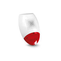 SATEL Sziréna, kültéri piezo hang- fényjelző, piros színű 12V 5W-os izzóval, fehér színű, tojásdad kétszeresen szabotázsvédett (nyitás, leszakítás)