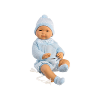 Llorens Llorens: Tao 45cm-es újszülött kisfiú baba kék ruhában (45027)