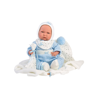 Llorens Llorens: Lalo 42cm-es síró kisfiú baba kék ruhában (74091)