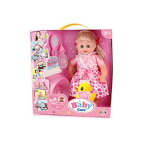 Magic Toys Hajas baba rózsaszín ruhában kiegészítőkkel 35cm-es