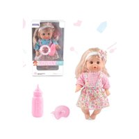 Magic Toys Sweet Baby baba szőke hajjal nyári ruhában, hanggal és cumikkal több változatban