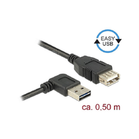 Delock Delock Bővítő kábel EASY-USB 2.0-s A- típusú csatlakozódugó, ívelt bal / jobb > USB 2.0 A-típusú hüv