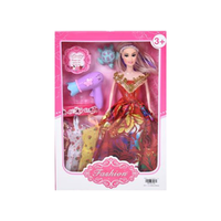 Magic Toys Fashion Girl: Divat baba 3db ruhaszettel és teknőssel 28cm-es