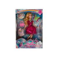 Magic Toys Dream Girl divatbaba pink koktélruhában kiegészítőkkel 29cm