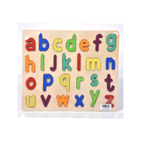 Magic Toys ABC írott kisbetűs formaillesztő színes fa puzzle 26db-os szett
