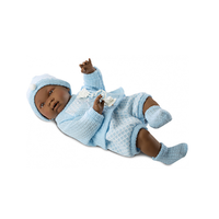 Llorens Csecsemő baba kék ruhában afroamerikai barna 45cm-es (45025)