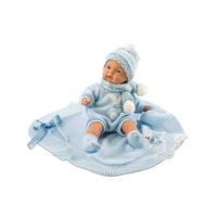 Llorens Újszülött fiú baba kék takaróval 38cm (38937)