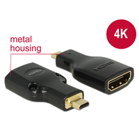 Delock Delock adapter Gyors-sebességű HDMI Ethernettel - HDMI micro-D apa véggel > HDMI-A anya 4K fekete