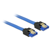 Delock Delock SATA-kábel, 6 Gb/s, hüvely, egyenes > SATA hüvely, egyenes, 10 cm, kék aranyszínu kapcsokkal