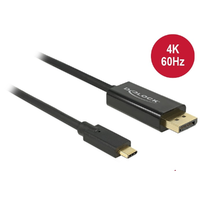 Delock Delock Kábel USB Type-C csatlakozó > Displayport csatlakozó (DP váltakozó mód) 4K 60 Hz, 1 m, fekete