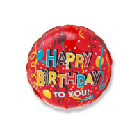  Party fólialufi happy birthday felirattal piros színben 45cm